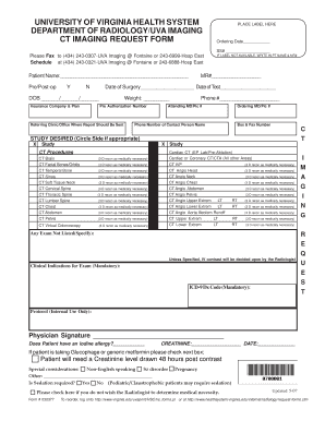 University of Virginia CT Imaging Request Form