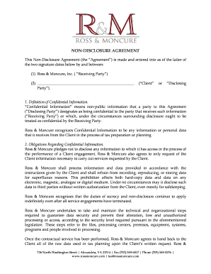 Nda vs confidentiality agreement - NON-DISCLOSURE AGREEMENT - Ross amp Moncure