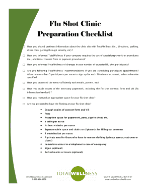 Flu Shot Clinic Preparation Checklist