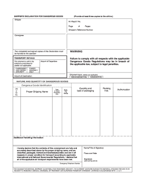 Shipper's Declaration for Dangerous Goods