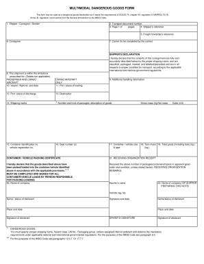Dangerous Goods Declaration Form