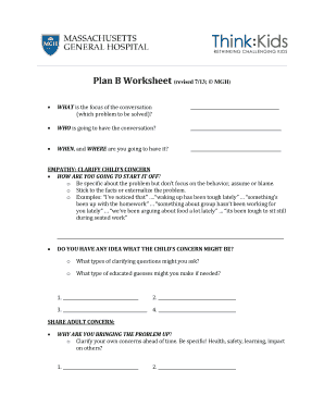 Plan B Worksheet