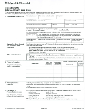 Manulife Financial Group Benefits Extended Health Care Claim