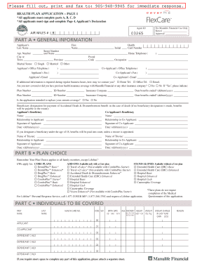 Health Plan Application Form