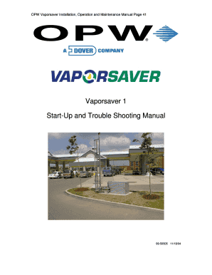 Vaporsaver 1 Start-Up and Trouble Shooting Manual - OPW