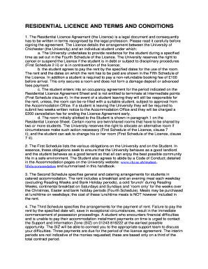 University of Chichester Residential Licence Agreement