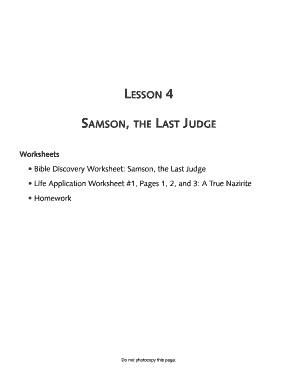 Samson Bible Study Worksheets