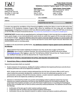 Florida Atlantic University SAP Appeal Form