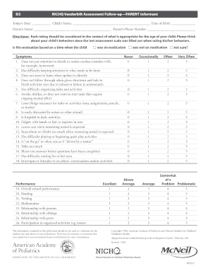 NICHQ Vanderbilt Assessment Follow-up Form