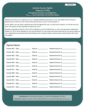 Caroline County Virginia Real Estate and Personal Property Tax Payment Vouchers