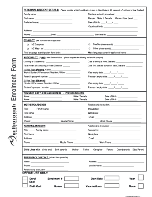 New Zealand Student Enrolment Form
