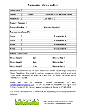 Transponder Information Form