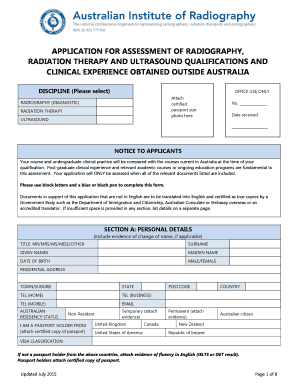 Application for Assessment of Radiography Qualifications