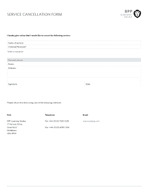 Service Cancellation Form