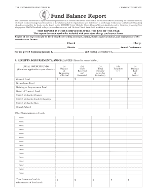 United Methodist Church Fund Balance Report