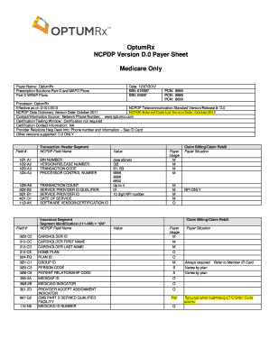 OptumRx NCPDP D.0 Payer Sheet