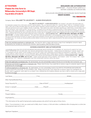 Background Investigation Disclosure and Authorization