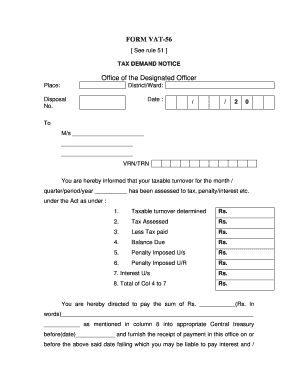 VAT-56 Tax Demand Notice