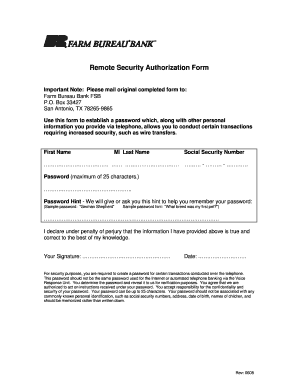 Remote Security Authorization Form