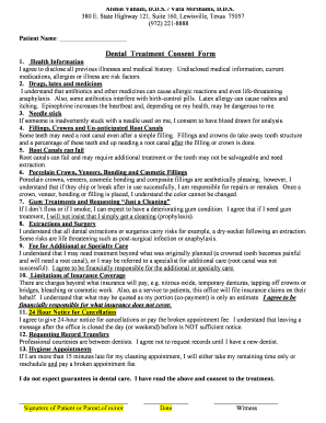 Dental Treatment Consent Form