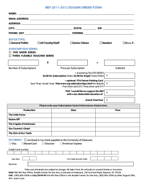 REP 2011-2012 Season Order Form