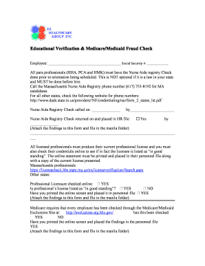 Employee Verification and Fraud Check Form