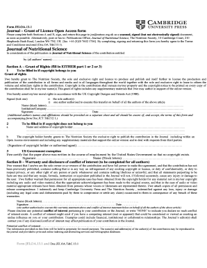 Journal of Nutritional Science Open Access License Form