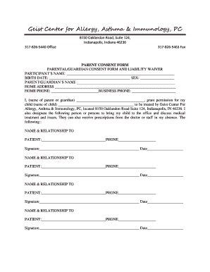Parent Consent Form for Medical Treatment