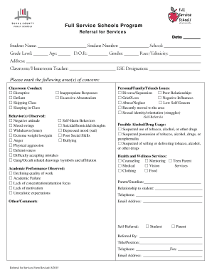 Full Service Schools Program Referral for Services