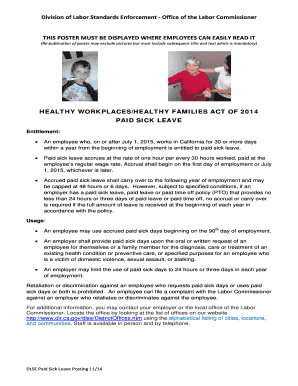California Paid Sick Leave Notice