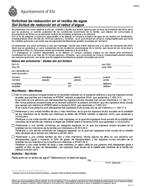 Solicitud de reducción en el recibo de agua