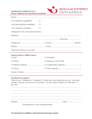Feedback/Complaints Form