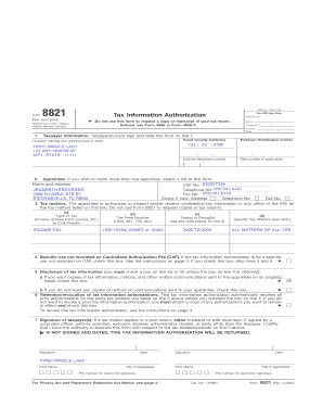 IRS Form 8821 Tax Information Authorization