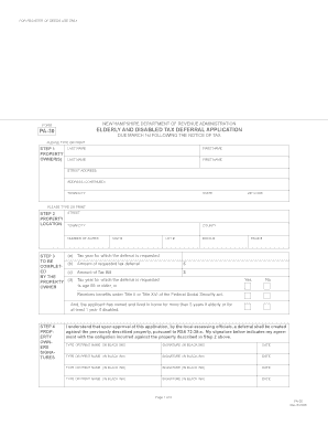 New Hampshire Elderly and Disabled Tax Deferral Application