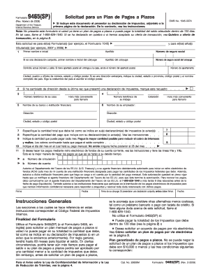 Formulario 9465(SP) Solicitud para un Plan de Pagos a Plazos