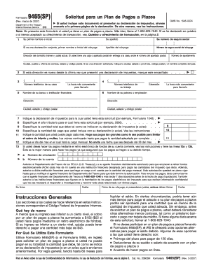 Formulario 9465(SP) Solicitud para un Plan de Pagos a Plazos