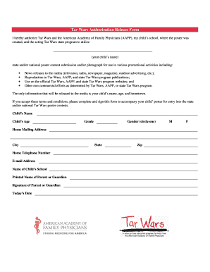 Tar Wars Authorization Release Form
