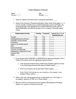 Ad Hoc Disclosure of Interests Form