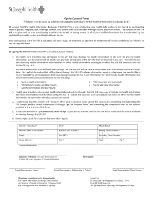 St. Joseph Health HIE Opt-In Consent Form