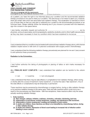 Radiation Therapy Disclosure and Consent Form