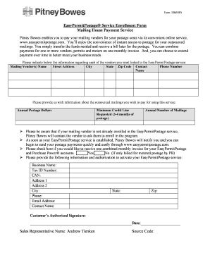 Pitney Bowes EasyPermitPostage Service Enrollment Form