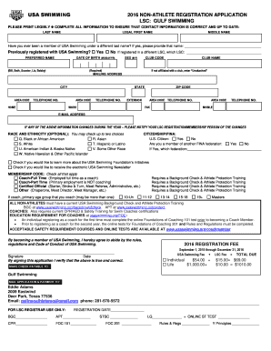 USA Swimming Non-Athlete Registration Application