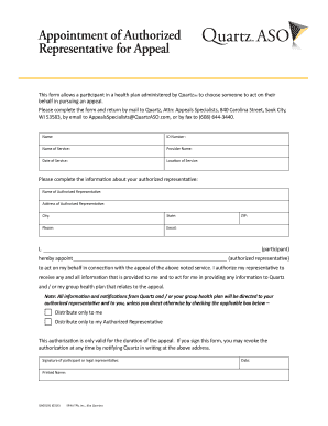 Appointment of Authorized Representative for Appeal