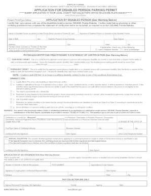 Florida Disabled Person Parking Permit Application