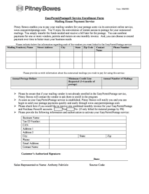 Pitney Bowes EasyPermitPostage Service Enrollment Form