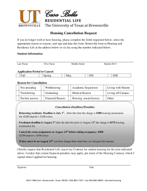 Housing Cancellation Request Form