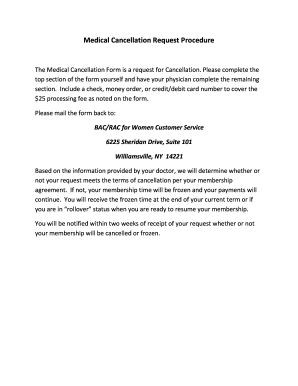 Medical Cancellation Request Form