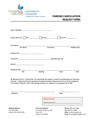 LOGO Format Parking Cancellation Request Form 12-9-15