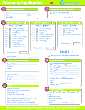 Warranty Application Form