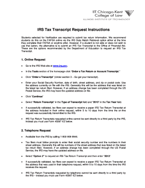 IRS Tax Transcript Request Instructions